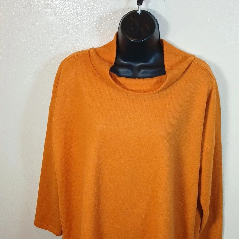 Anthropologie Mock Neck Tunic Pullover Pumpkin Orange size Medium - Picture 5 of 13